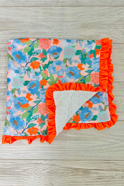 Coral Floral Minky Blanket