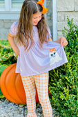 Friendly Ghost Orange Plaid Ruffle Pants Set