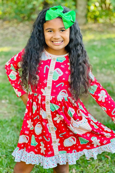 Santa & Stockings Button Dress