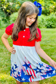 Star Spangled & Striped Ruffle Sleeve Dress