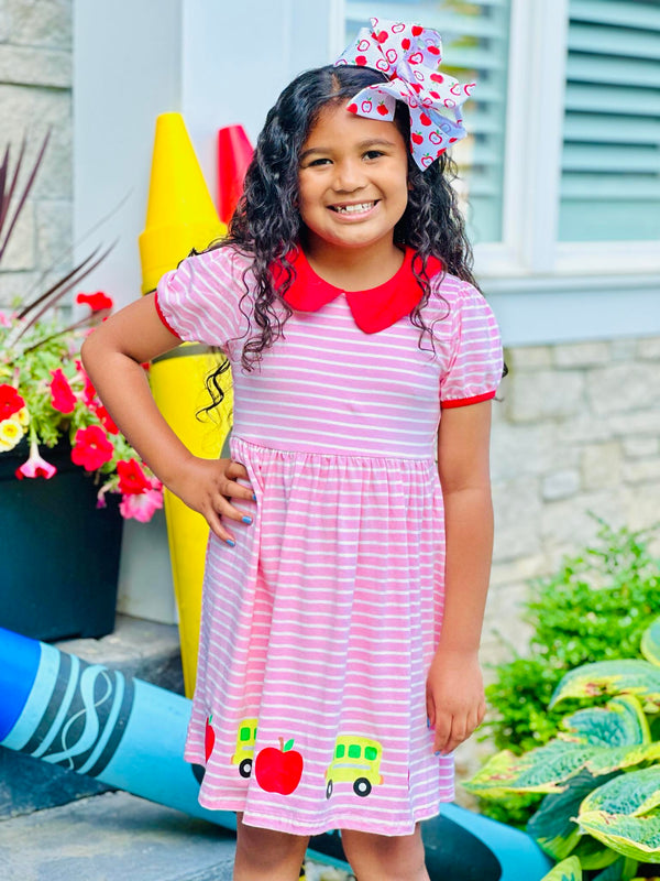 School Buses & Bows Dress with Collar