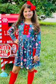 Navy Christmas Sweets & Treats Pocket Dress