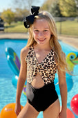 Leopard Cutout One Piece Swimsuit