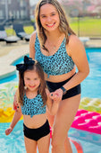 Mom & Me Blue Cheetah Bikini Swimsuit