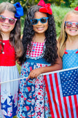 Star Spangled & Striped Ruffle Sleeve Dress