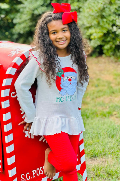 Ho Ho Ho Frill Top with Red Leggings Set