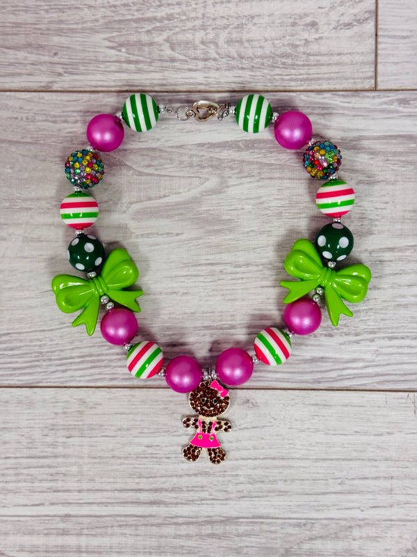 Pink & Lime Gingerbread Bubblegum Necklace