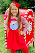 Santas Helper Striped Top & Overall Skirt Set