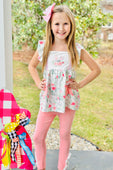 Peek A Boo Easter Bunny Floral & Frill Leggings Set