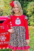 Red & Leopard Santa Ruffle Dress