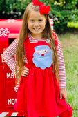 Santas Helper Striped Top & Overall Skirt Set