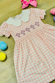 Pink Plaid Easter Cross Embroidered Dress