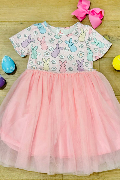 Rainbow Bunnies Pink Tutu Dress