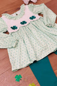 Lucky Day Shamrock Ruffle Neck Top & Leggings Set