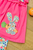 Hot Pink Floral Easter Bunny Frill Shorts Set