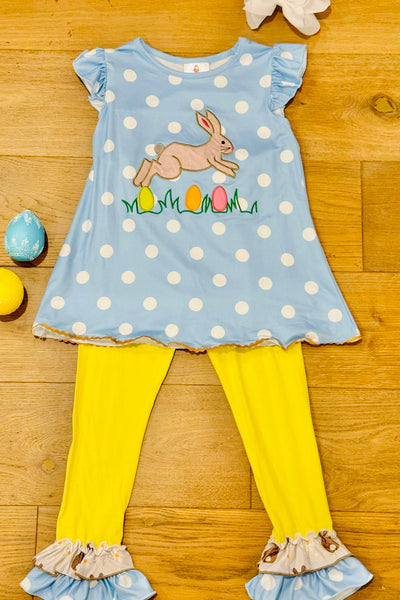 Easter Bunny Hop Polka Dot Ruffle Pants Set