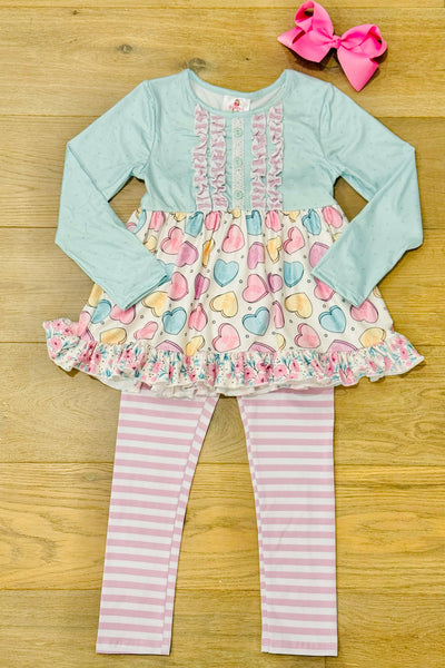 Little Sweetheart Mix Pattern Leggings Set