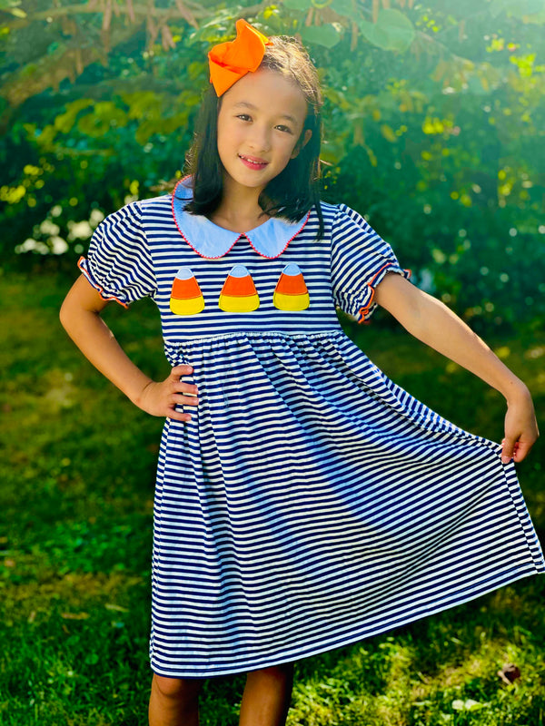 Striped Candy Corn Dress with Collar