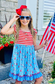 Red White & Blue Sail Away Mix Pattern Dress