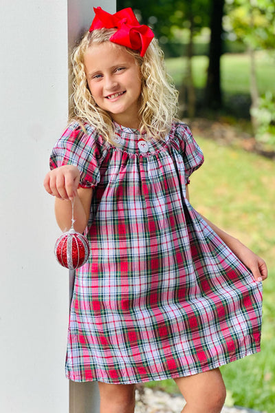 Plaid Santa Smocked Dress