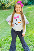 Snow Girl Pompom Top with Flare Pants Set