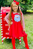 Santas Helper Striped Top & Overall Skirt Set