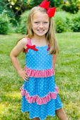 Red White & Blue Polka Dot Ruffle Dress