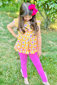 RG™ Yellow & Pink Pansy Flutter Frill Leggings Set