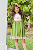 Green Christmas Nativity Ruffle Dress