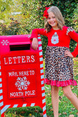 Red & Leopard Santa Ruffle Dress