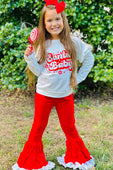 White & Red Santa Baby Soft Flare Pants Set