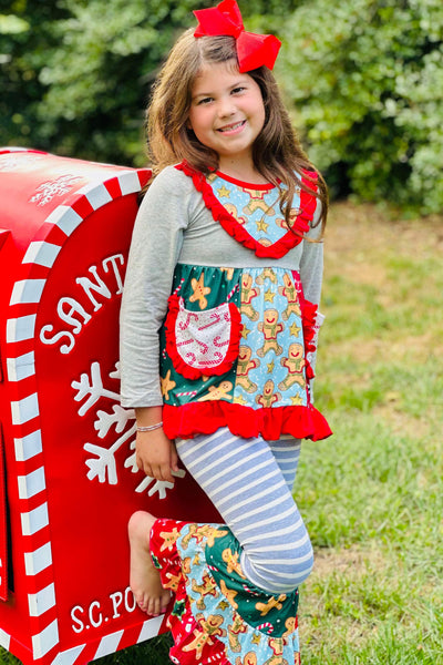 Christmas Printed Tiered Ruffle Pants Set