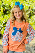 Autumn Orange Floral Pumpkin Raglan Top