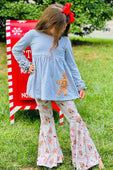 Grey Gingerbread Man Village Flare Pants Set