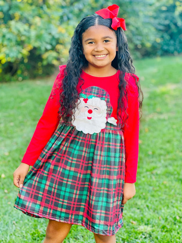 Red & Holiday Plaid Santa Claus Dress