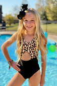 Leopard Cutout One Piece Swimsuit