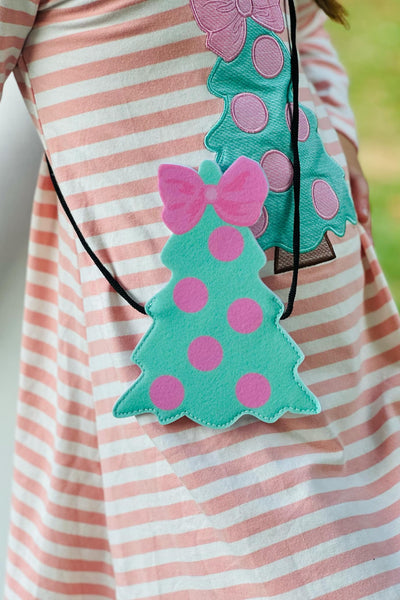 Pink Polka Dot Christmas Tree Purse