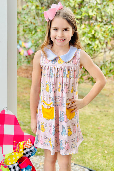 Golden Easter Peeps Tank Dress with Collar