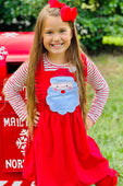 Santas Helper Striped Top & Overall Skirt Set