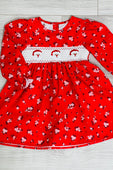 Red Holiday Santa Banded Embroidery Dress