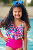 Hot Pink Rainbow Leopard Knot Top Tankini Swimsuit