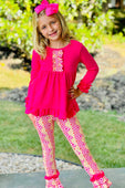 RG™ Pink & Orange Pocket Top Ruffle Leggings Set