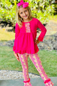 RG™ Pink & Orange Pocket Top Ruffle Leggings Set