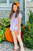 Friendly Ghost Orange Plaid Ruffle Pants Set