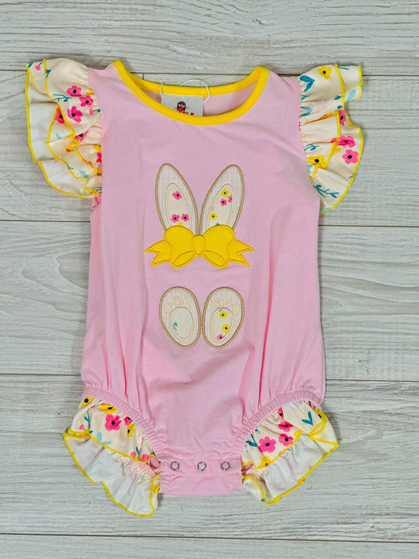 Pink & Sunny Floral Bunny Infant Romper