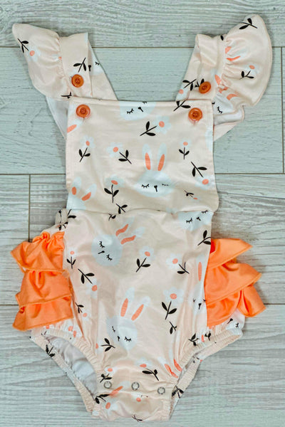 Classic Easter Bunny Ruffled Infant Romper