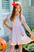 Friendly Ghost Orange Gingham Frill Dress