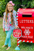 Santa Festival Of Trees Top with Plaid Ruffle Pants Set