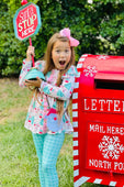 Santa Festival Of Trees Top with Plaid Ruffle Pants Set