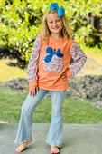 Autumn Orange Floral Pumpkin Raglan Top